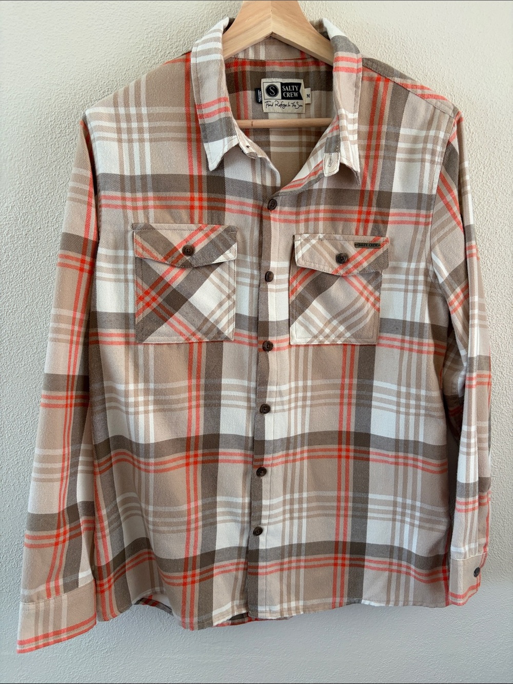 Salty Crew plaid flannel button down shirt | size M